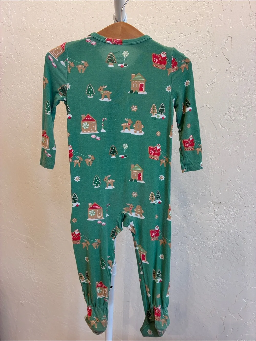Angel Dear Green Gingerbread Holiday Footed One-Piece Pajamas